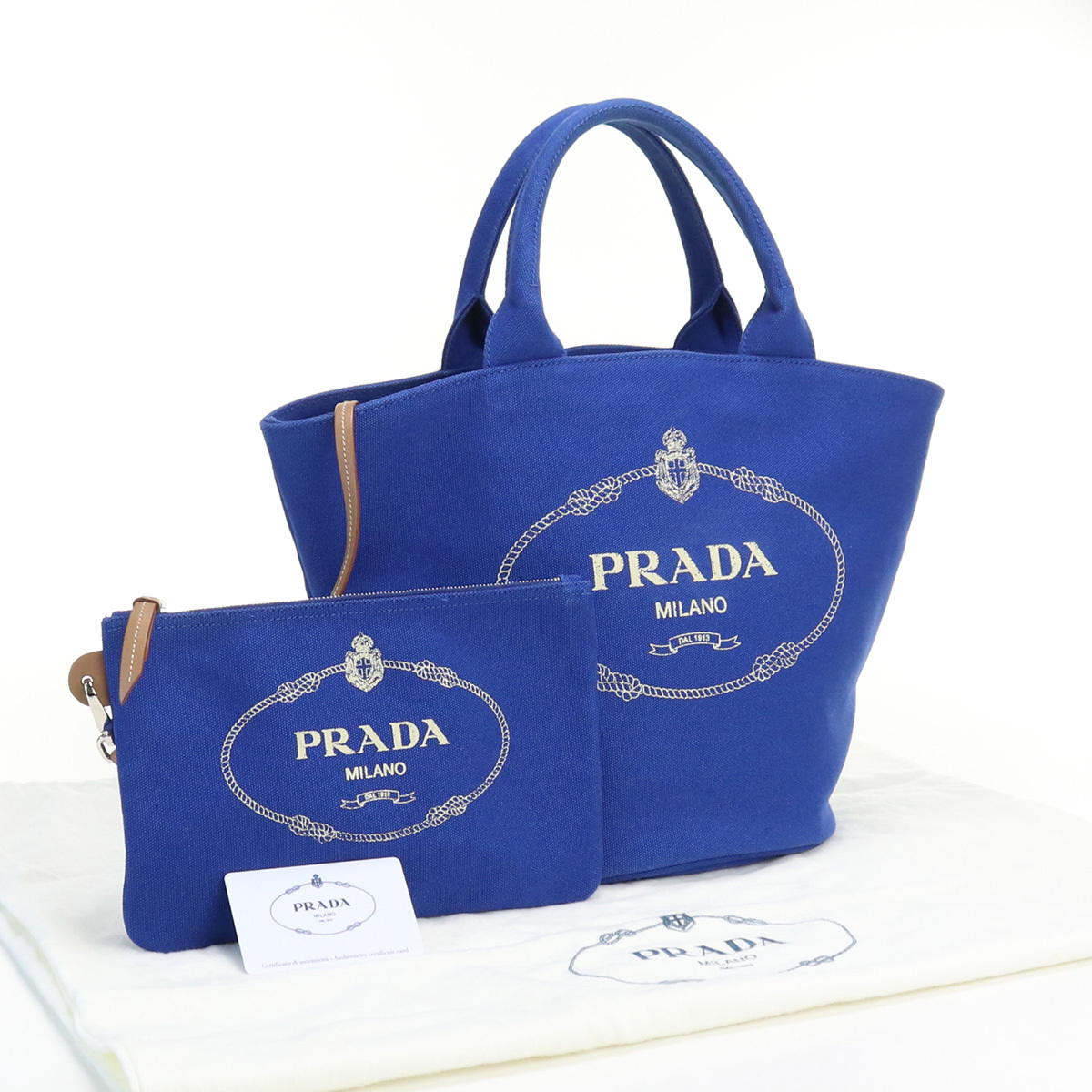 中古良品プラダPRADA カナパ トートバッグ ブランド キャンバス 1BG186