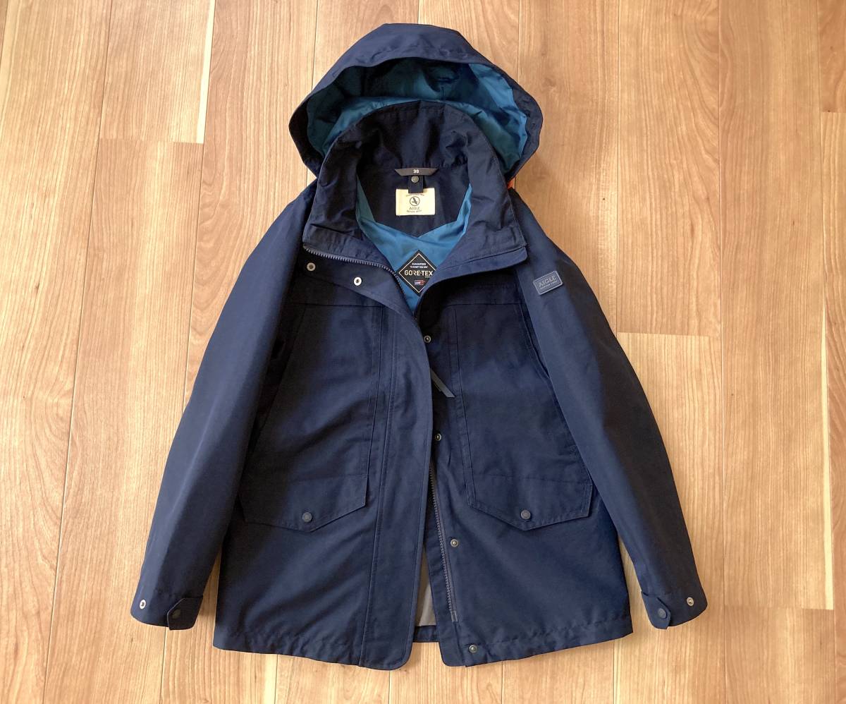 49 000 ★ Водонепроницаемый / влажный / дышащий / aigle / 2way Gore-Tex Sembat Jacket / Dark Mavy / 36 размер / Agle Gore Tex Court