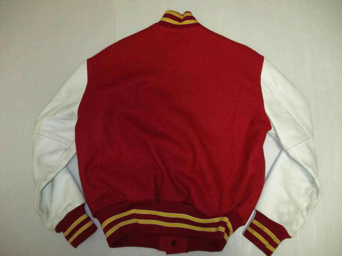 USA производства * LETTERMAN JACKET рукав кожа куртка кожа красный × белый размер 40 американский производства (2B - большой 