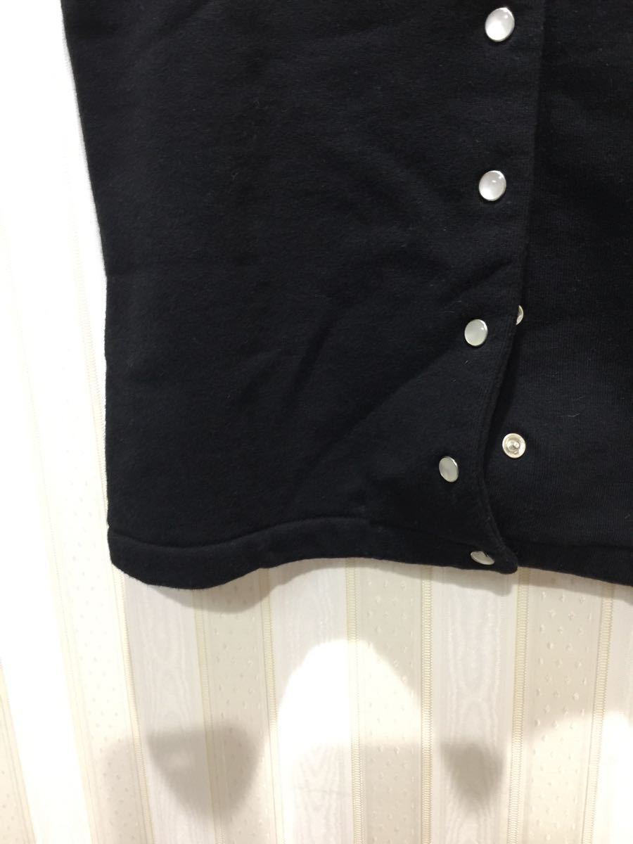 * Agnes B /agnisb 120. about * short sleeves cotton cardigan / front snap-button / thick. cloth / black /.. Heart. pocket attaching s94