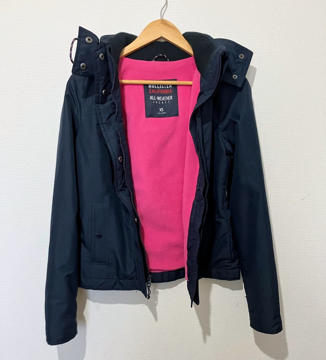 Holister ホリスター ナイロンジャケット インナーフリース All Weather Jacket サイズ XS ネイビー_画像6