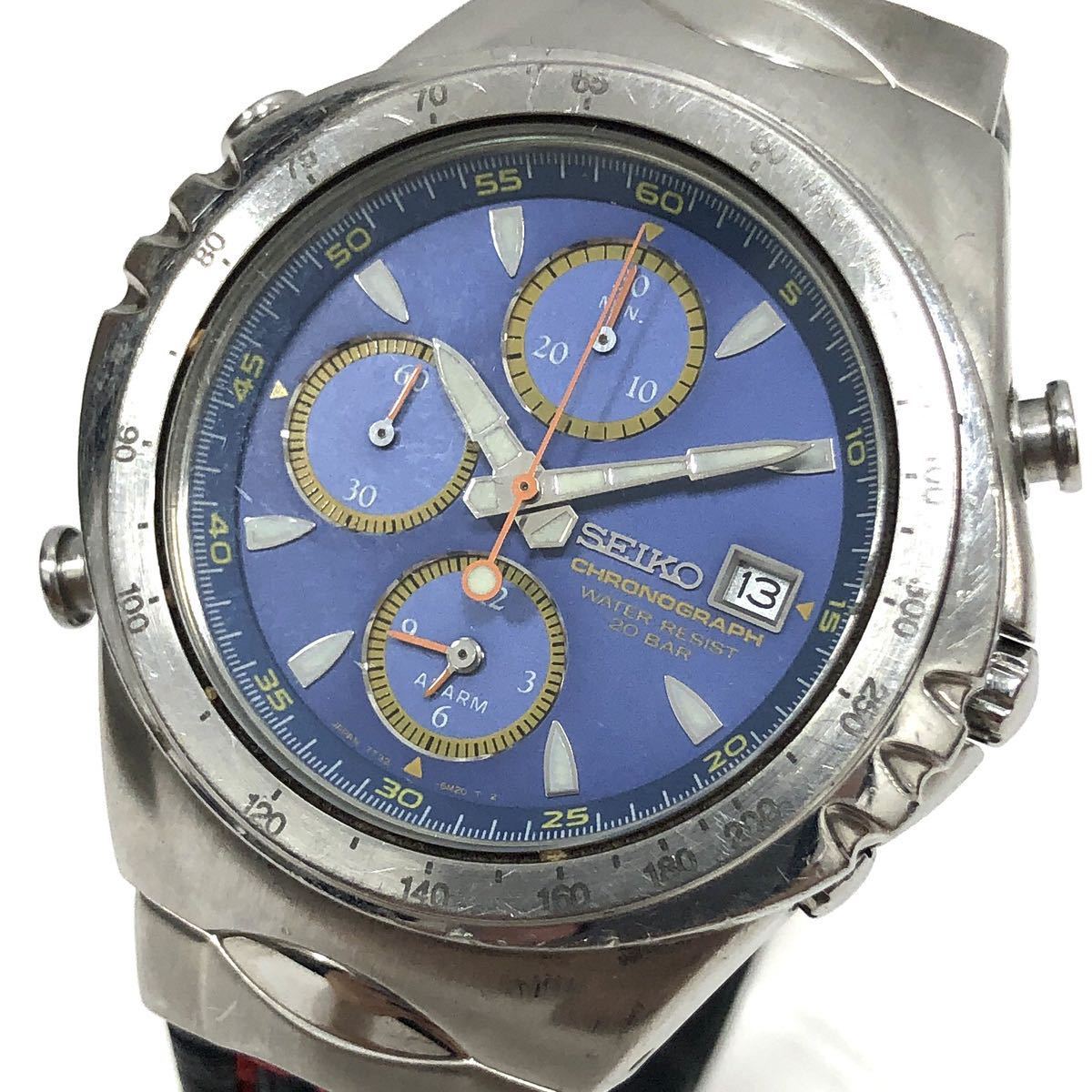 ▽1円~ SEIKO セイコー 7T32-6J00 マッキナ スポルティーバ クロノ
