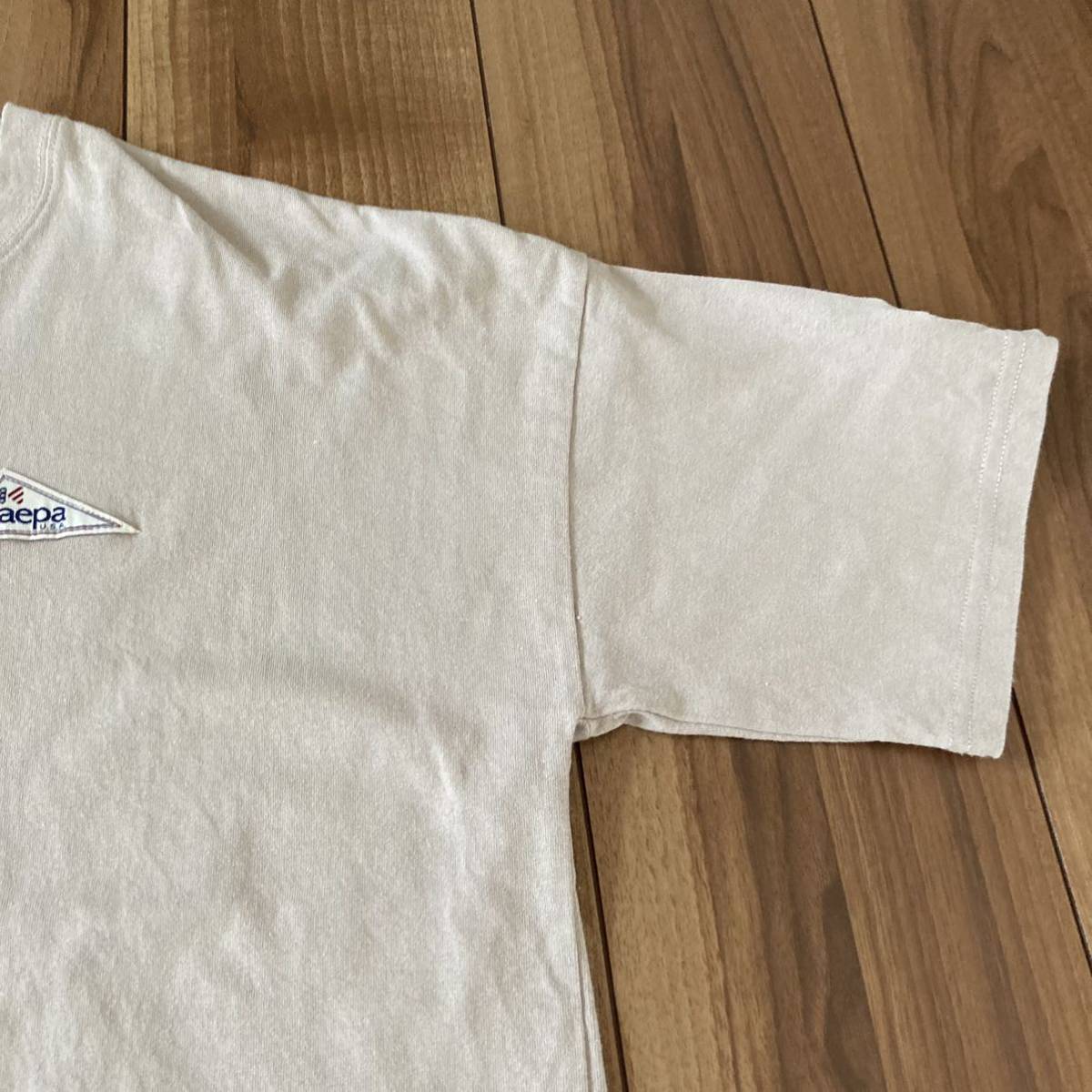 Kaepa ケイパ Tシャツ 半袖 刺繍ロゴ ベアー USA ベージュ サイズL 玉mc1528_画像3
