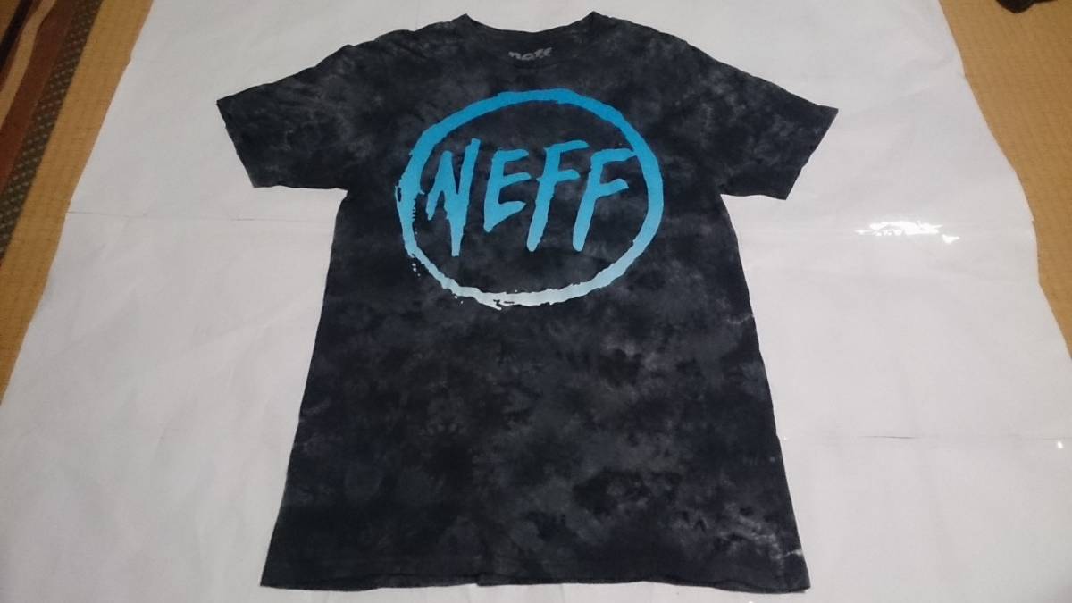 中古 レア NEFF ネフ タイダイ染 ロゴプリント 個性的 半袖 Tシャツ 黒灰系 M_画像1