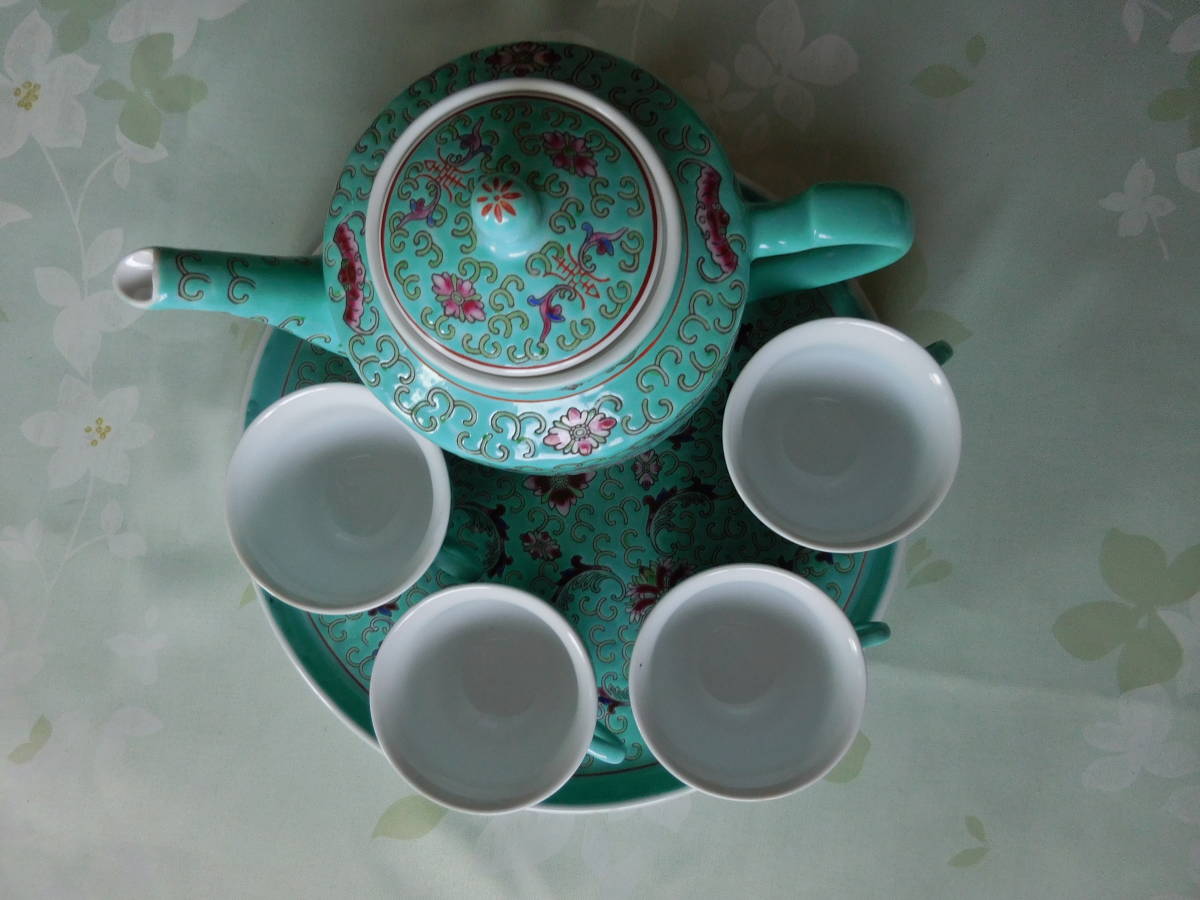 景徳鎮　中国茶器　茶器セット　レトロ　未使用保管品　_画像3