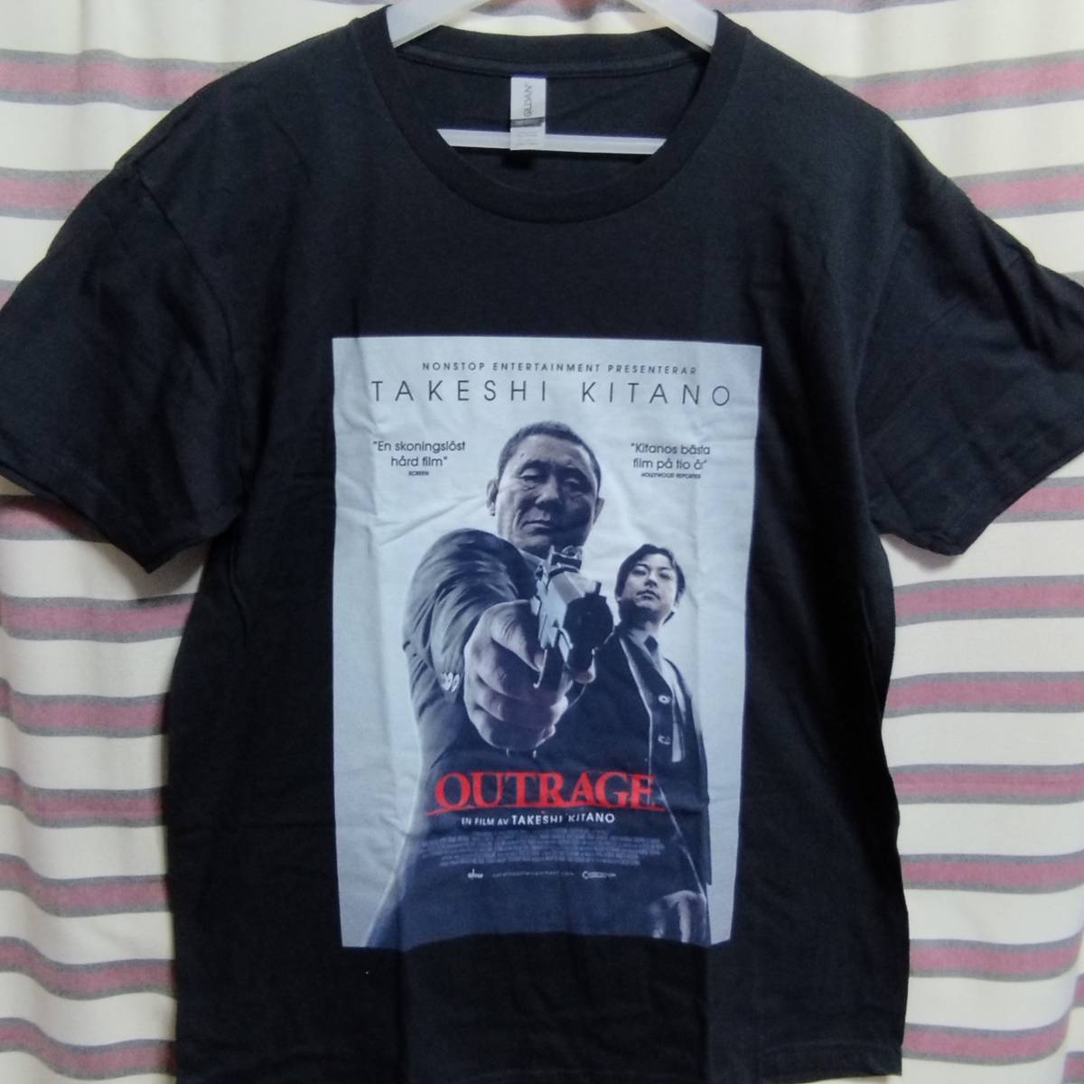 映画「アウトレイジ(OUTRAGE)」海外版 BIGプリントTシャツ 黒L 北野武