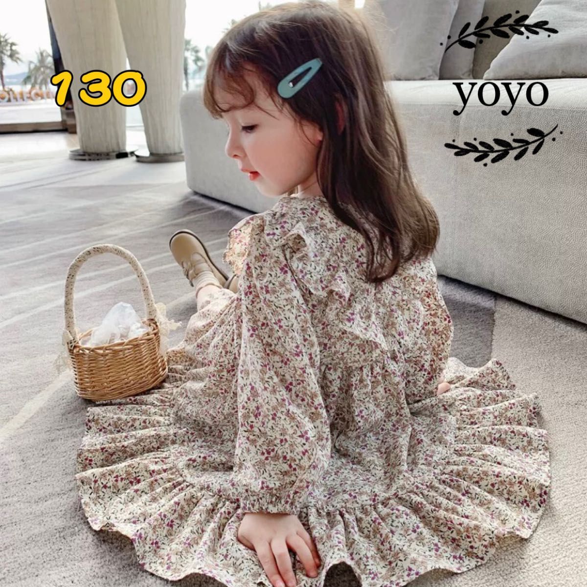 新品 女の子ワンピース 長袖 子供服 コットン おしゃれ 春秋 花柄