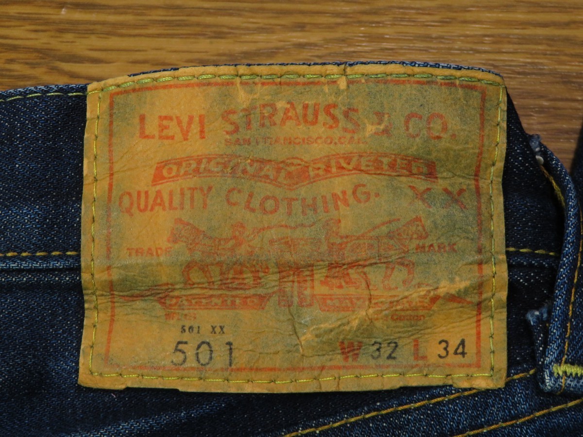 日本製★W32(約79cm)【LEVIS/リーバイス】ビンテージ/1960年代/501xx/66501-0064/ワンイヤーウォッシュ/復刻/66前期/BIG-E/ヒゲUSED加工/★_画像3