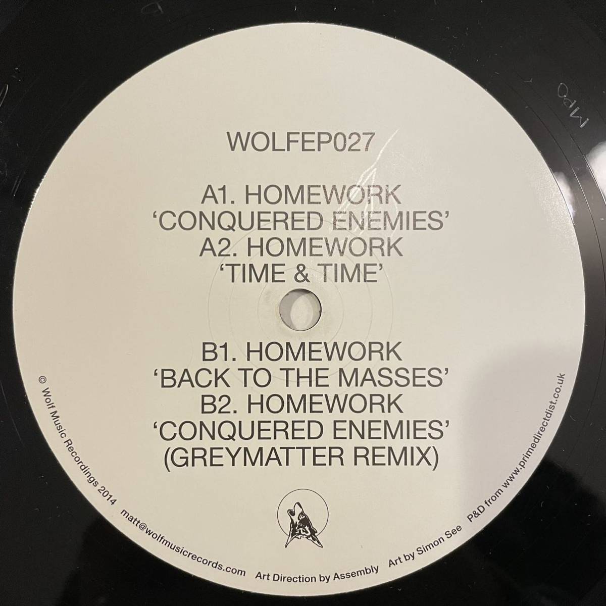 【12inch レコード】Homework 「Conquered Enemies」　※ レーベル:Wolf Music Recordings WOLFEP027 ※2014年リリース_画像2