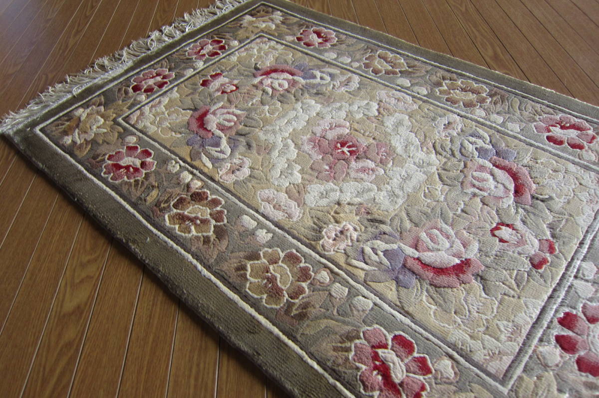 93×62】シルク☆中国産絨毯・カーペット□250-3S-