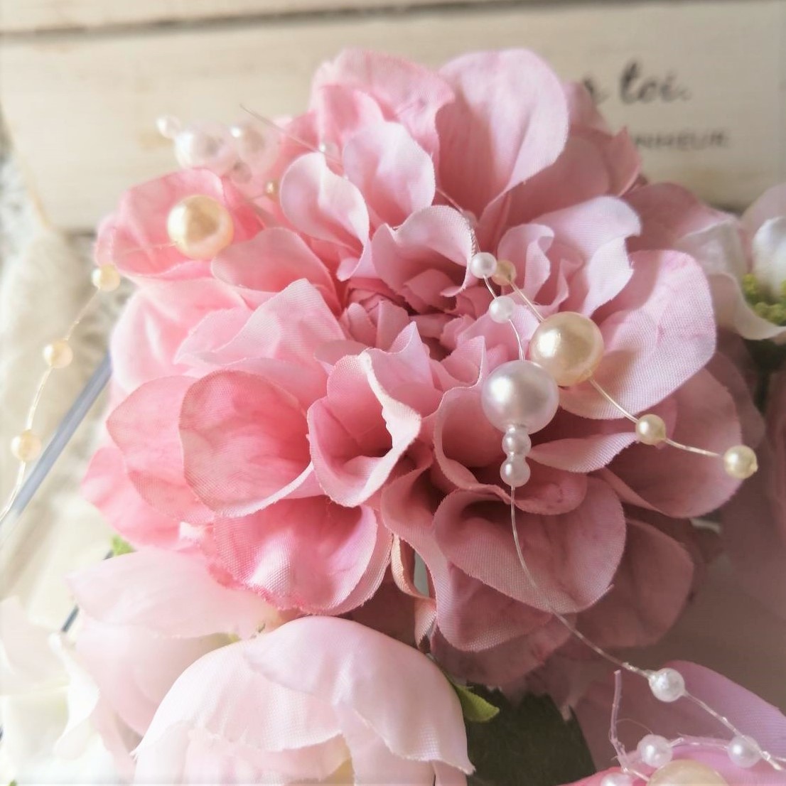 ◆ダリアのティッシュケース【ピンク】◆造花・ティッシュボックス・プレゼント・花倶楽部_画像6