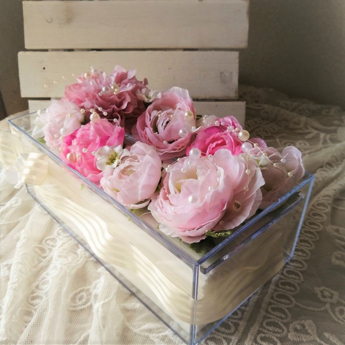 ◆ダリアのティッシュケース【ピンク】◆造花・ティッシュボックス・プレゼント・花倶楽部_画像5