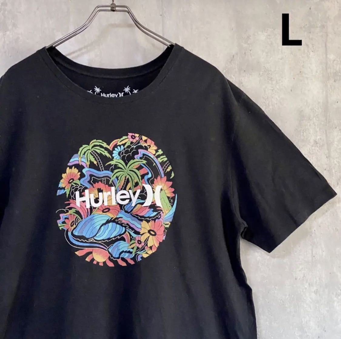 ハーレー Hurley 黒 Tシャツ L プリントTシャツ ボタニカル|PayPayフリマ