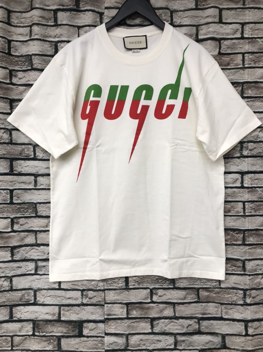 極美品☆GUCCI グッチ☆565806 XJAZY ブレードロゴプリントTシャツ www