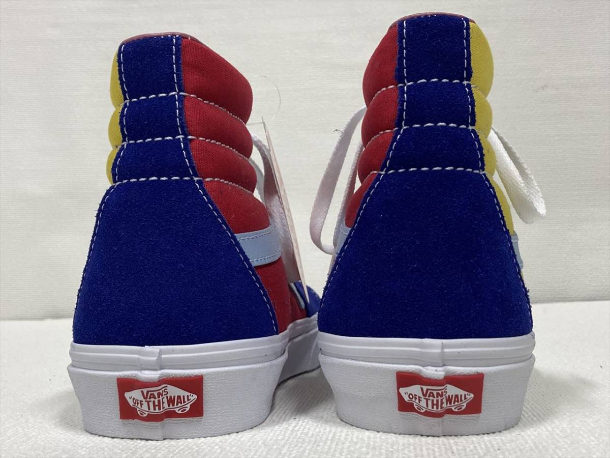 VANS レア!! SK-8 Hi 青スエード 黄赤ピンク水色 マルチパターン US9 (27cm) アメリカ企画限定!! バンズ ハイトップ_画像5