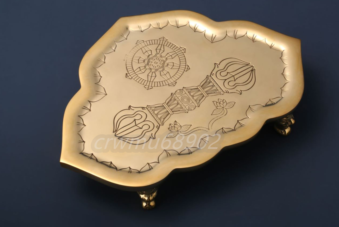 密教法具 仏具 真鍮製 金剛盤 24.5x17.5x4.3cm_画像3