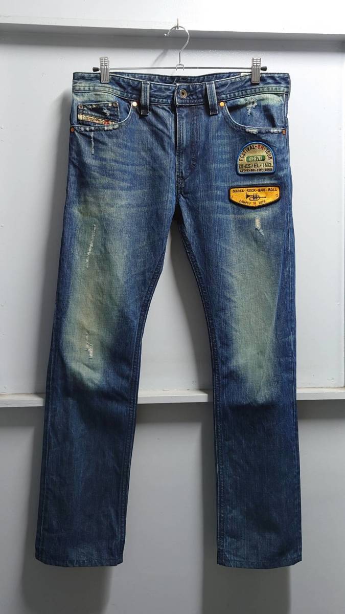 DIESEL イタリア製 DNA WASH THAVAR SLIM SKINNY デニム パンツ W31 L30 ブレイブマン ワッペン ディーゼル