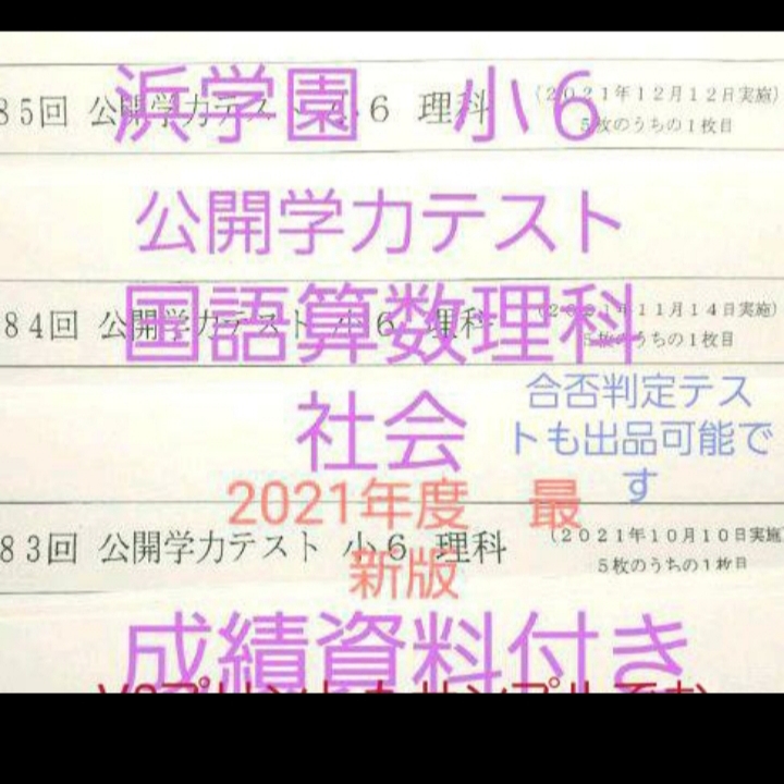 浜学園 小６ 年度 成績資料付き 公開学力テスト ４科目 国語算数