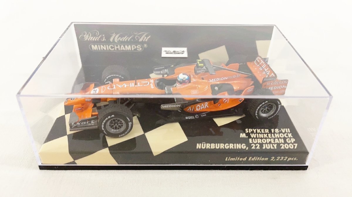 ミニチャンプス 1/43 PMA スパイカー F8-Ⅶ マルクスヴィンケルホック ヨーロッパGP ニュルブルクリンク 2007 SPYKER M.WINKELHOCK JP-56_画像6