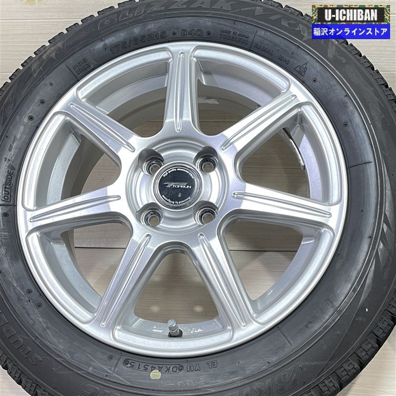 175/65R15 ヤリス アクア スイフト スペイド 等 トップラン 5.5-15+42 4H100 ブリヂストン VRX 15インチ スタッッドレス 4本セット 009kの画像2