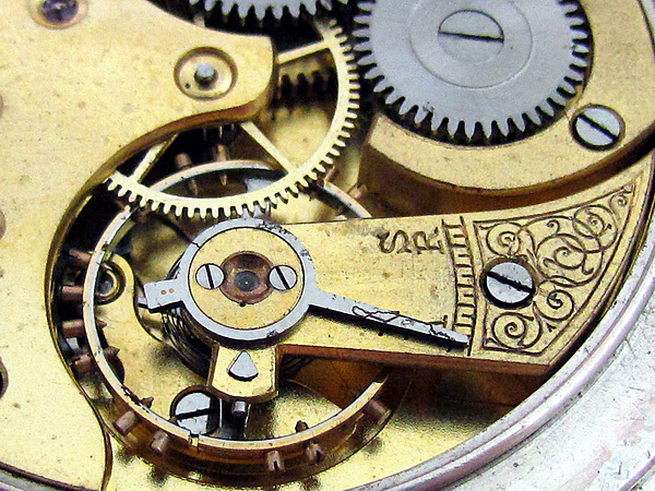 1908～12年あたり 銀無垢ケース＆オメガ懐中時計ムーブメント使用 カスタム腕時計 フリーメイソン文字盤_画像7