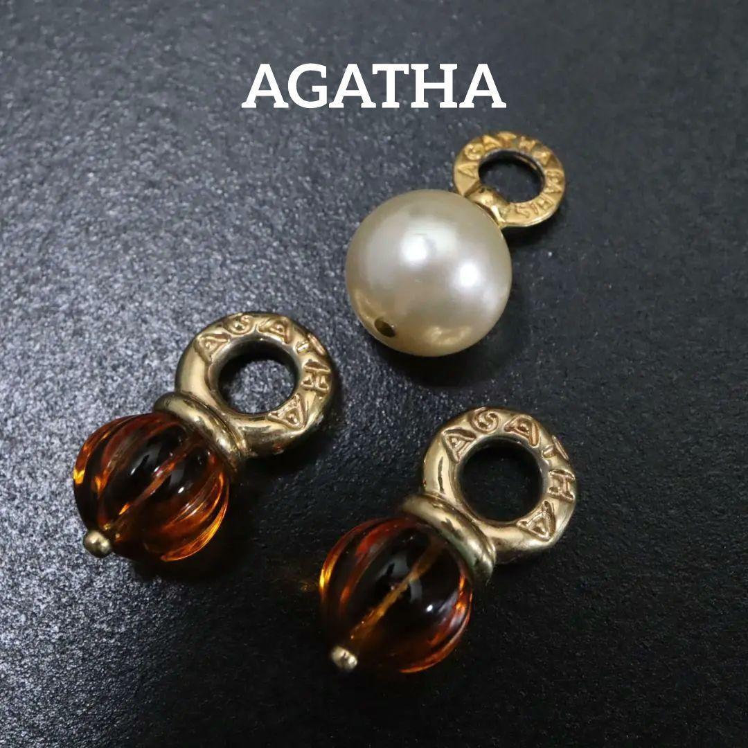 [Анонимная доставка] Агата Агата Чарм 3 Set Gold Fake Pearl Pearl