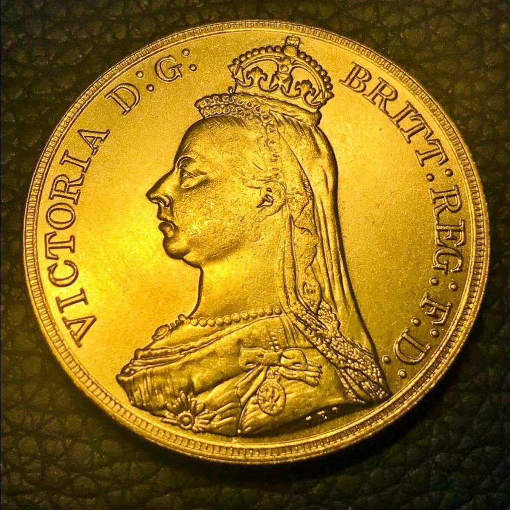 イギリス 金貨 英国 ヴィクトリア女王 1887年 ジュビリー記念金貨 大型金貨 古銭 藏品 の画像1