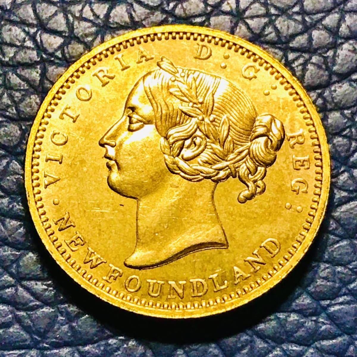 イギリス 金貨 1888年 ニューファンドランド ビクトリア 2ドル 小型金貨 古銭の画像1
