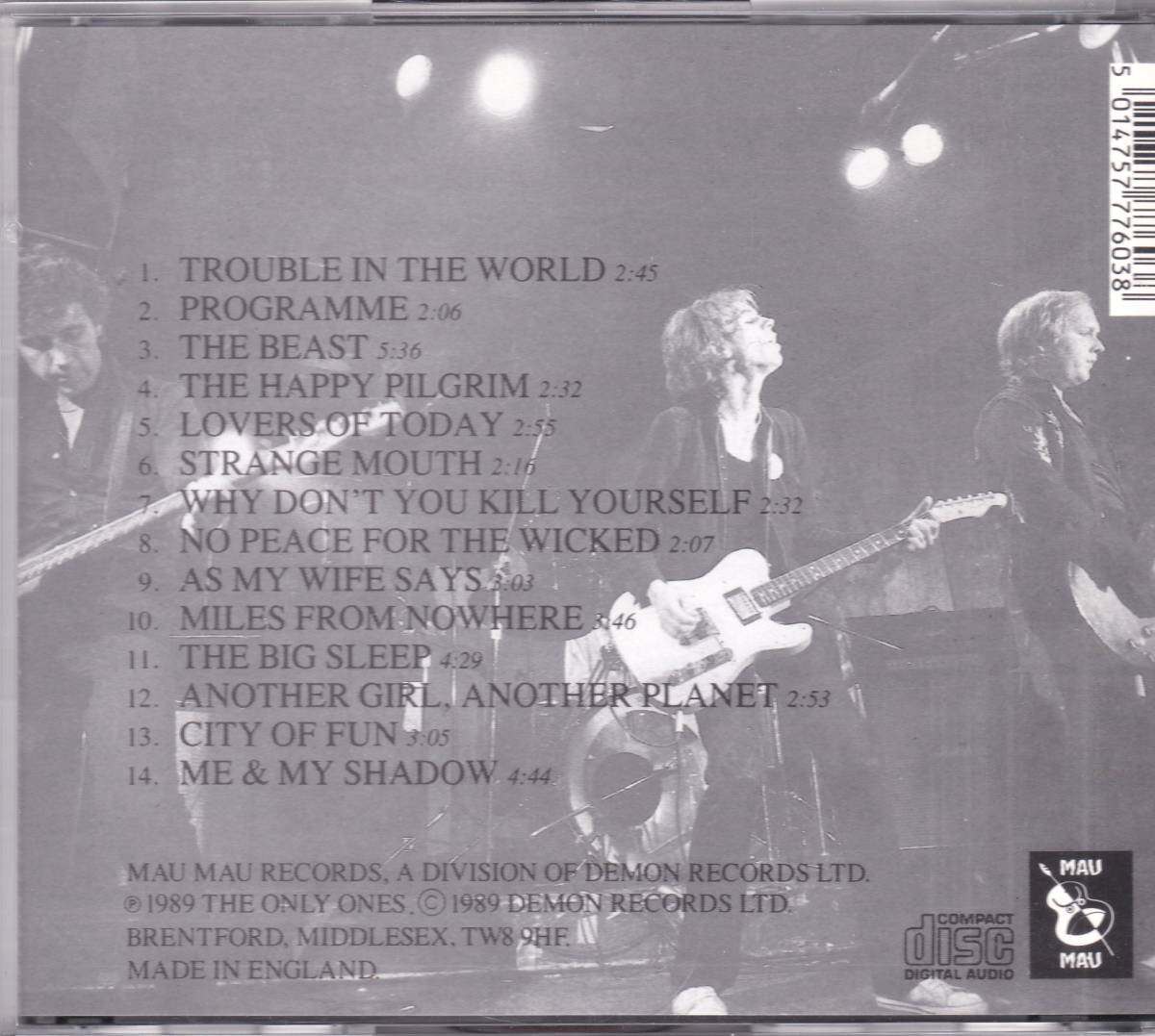 ☆THE ONLY ONES(オンリー・ワンズ)/LIVE◆80年録音の絶頂期の貴重なライヴ音源にして超大名盤◇初CD化＆ボートラ+２曲＆廃盤・レア★の画像2