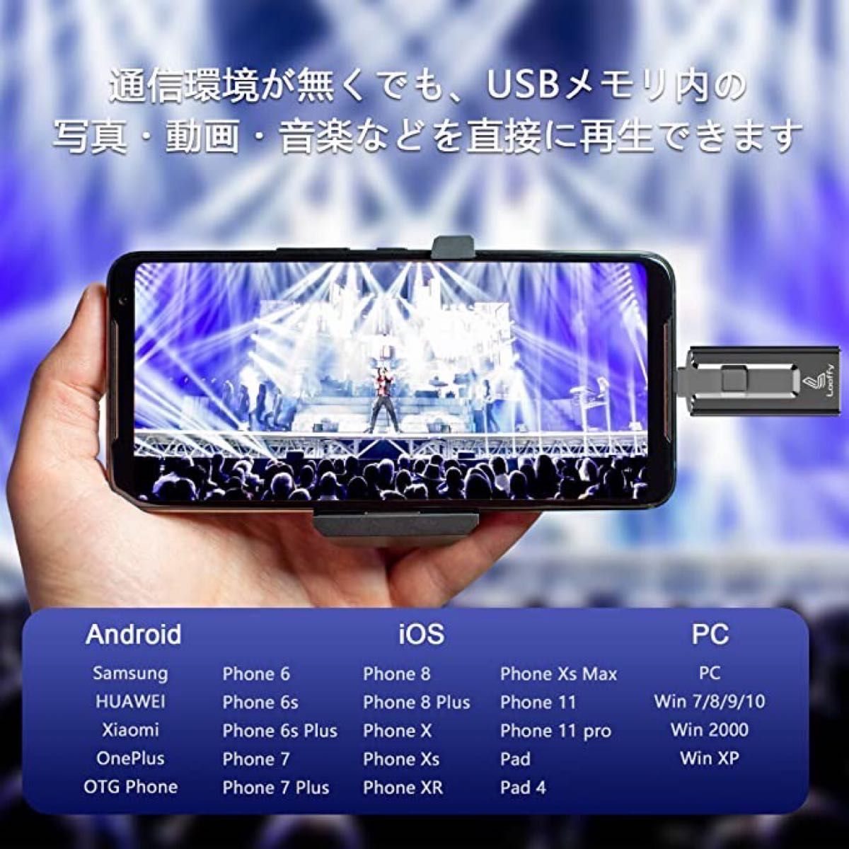 128GB usbメモリ 3.1高速４in1 Phone usbメモリー フラッシュドライブ アイフォン用メモリ 
