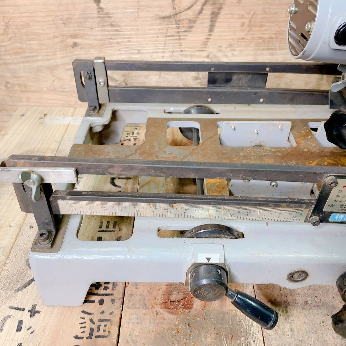 ☆動作品☆松井鉄工所 スライドソー KM-101 曲面桟加工機 丸 ☆動作品☆松井鉄工所 スライドソー KM-101 曲面桟加工機 丸