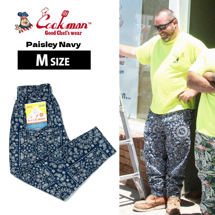 COOKMAN クックマン シェフパンツ Chef Pants Paisley Navy ペイズリーネイビー Mサイズ 231-01893 ゆうパケット1点まで送料無料_画像1