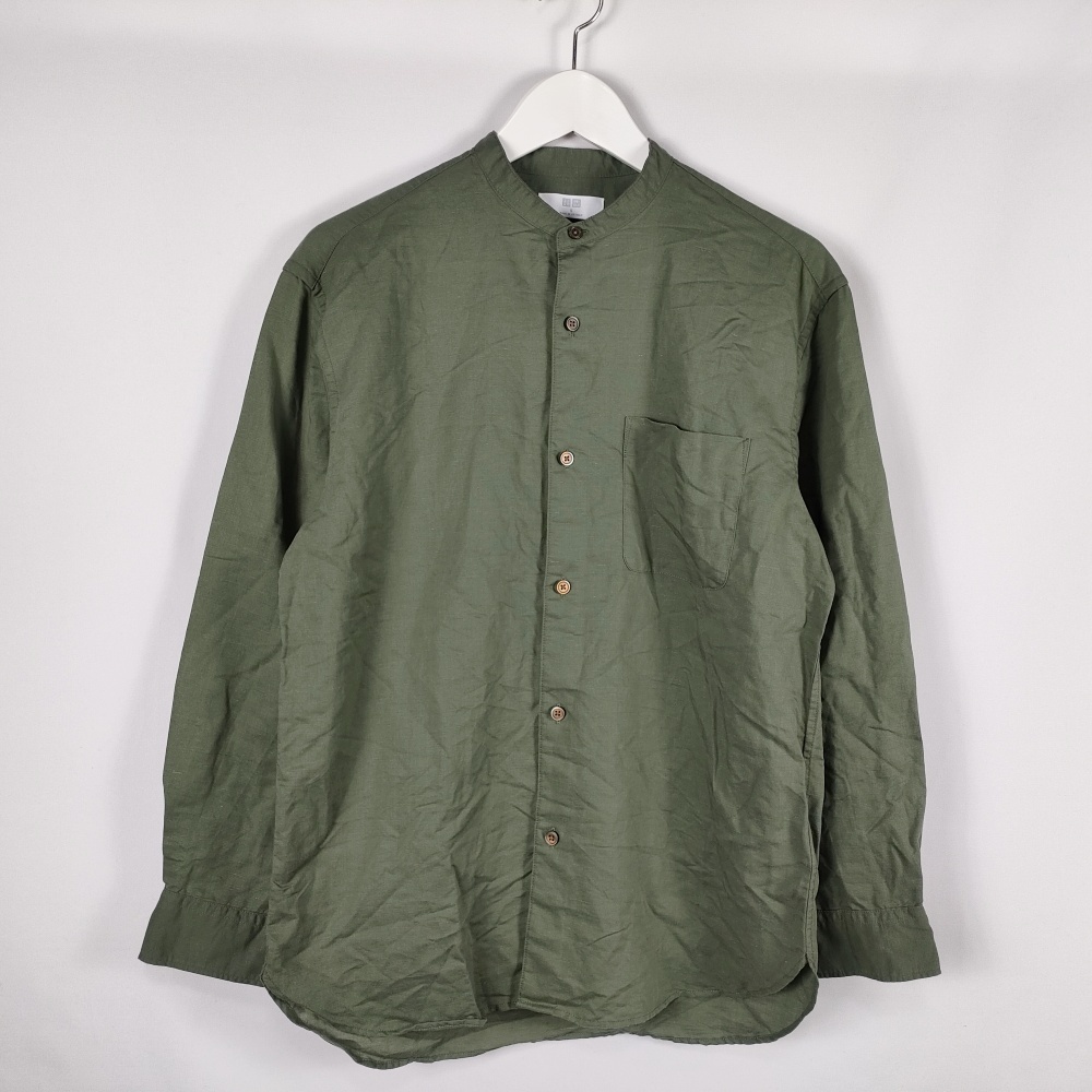 美品 ユニクロ UNIQLO リネンコットンスタンドカラーシャツ 331 美品 ユニクロ UNIQLO リネンコットンスタンドカラーシャツ 331