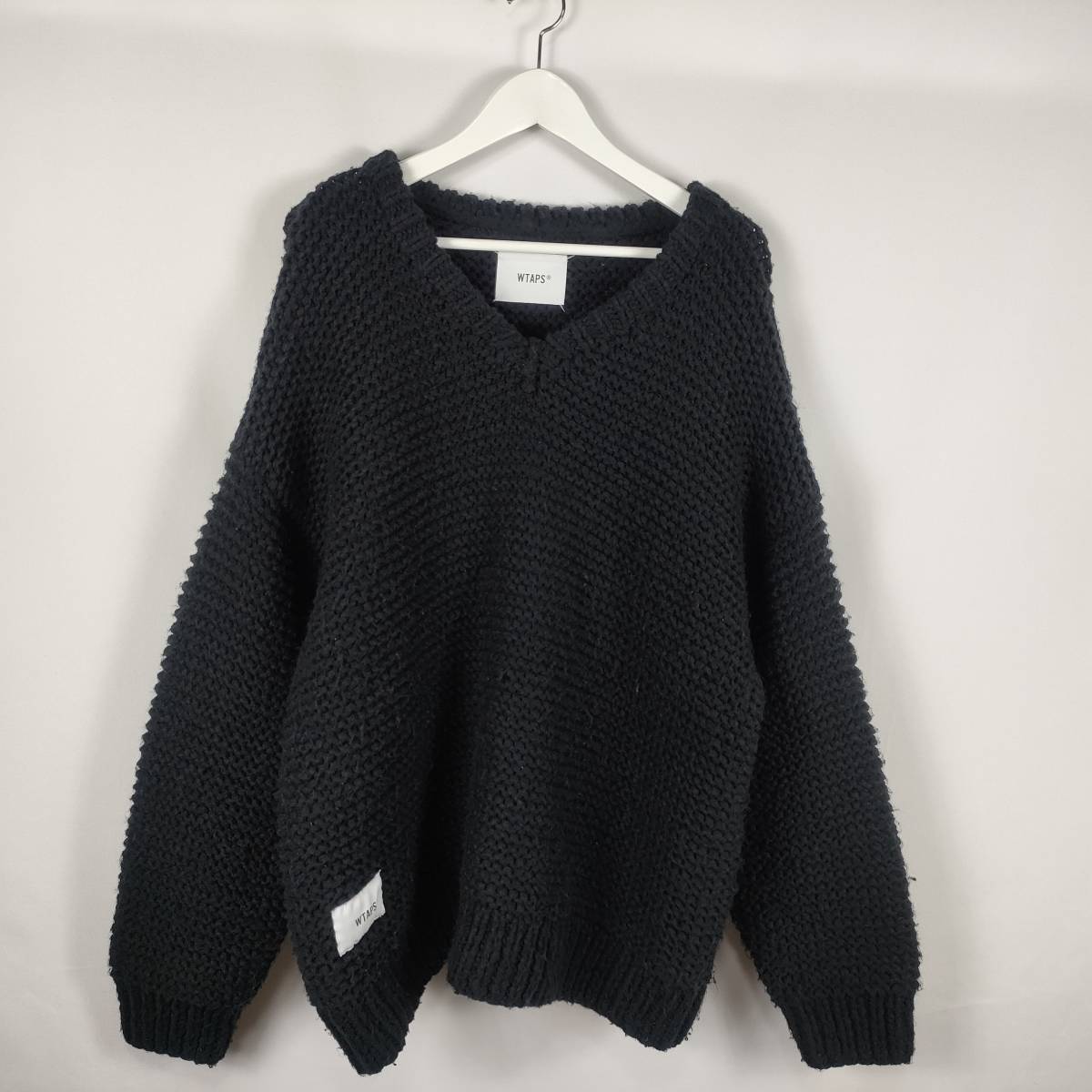 ダブルタップス WTAPS 19AW MEDIEVAL SWEATER WOAC セーター ニット Vネック 192MADT-KNM02 長袖 03 L ブラック メンズ 中古 /KEI_画像1