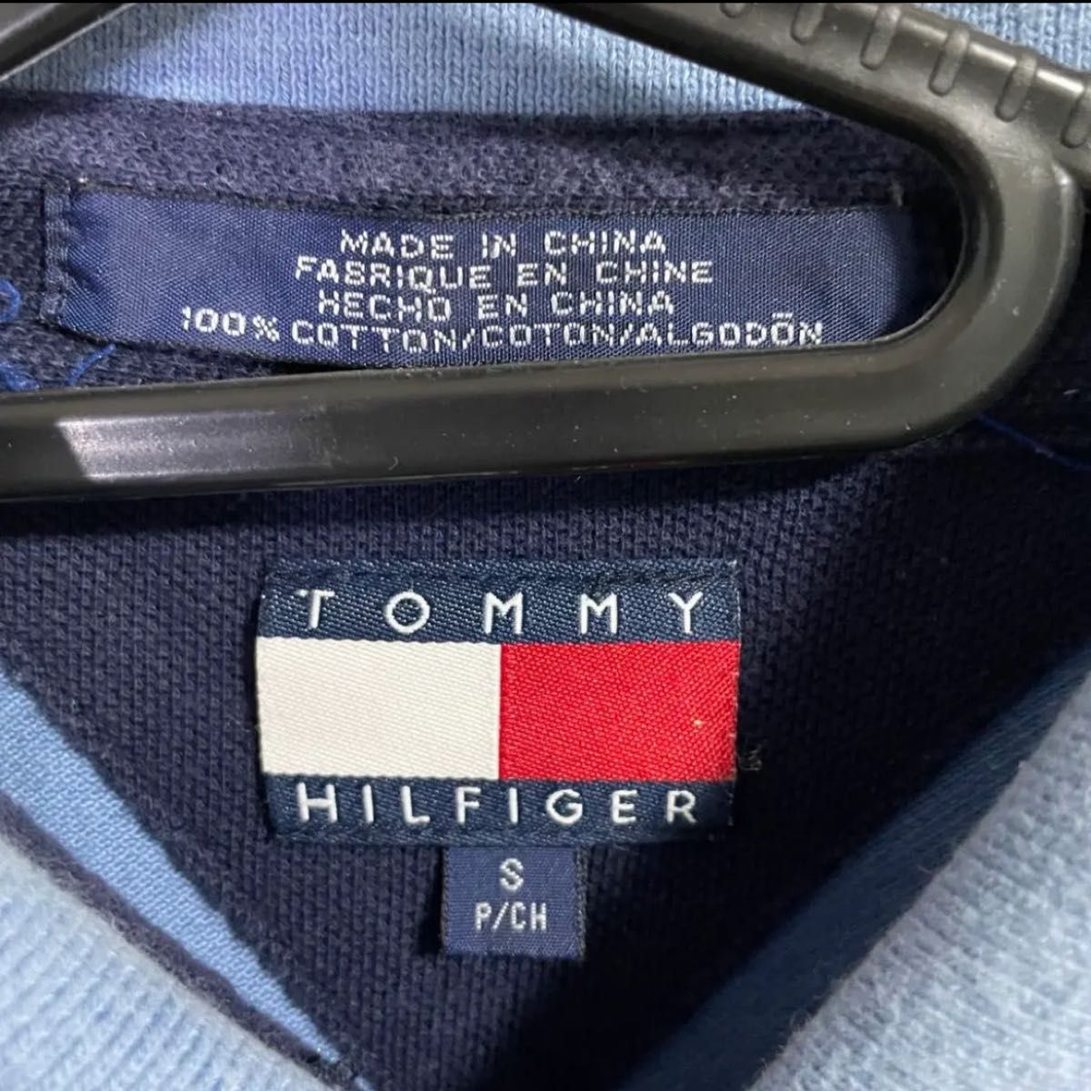 【85s レア】トミーヒルフィガー ポロシャツ ワンポイント刺繍 ビッグロゴ