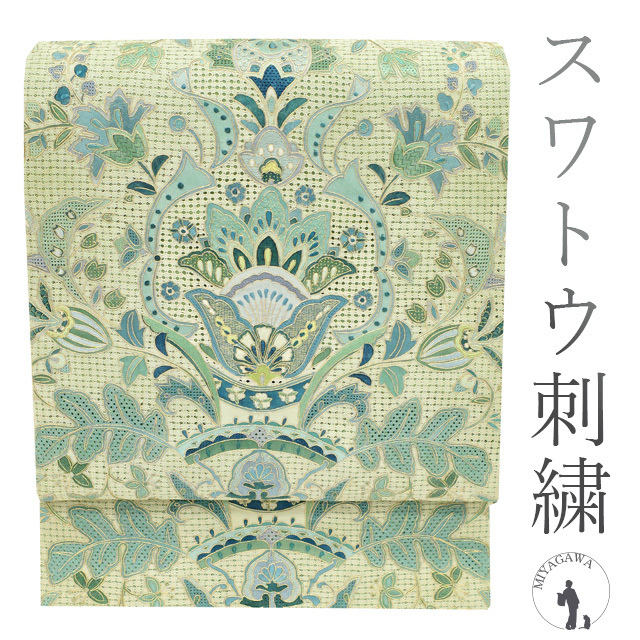 最大12%OFFクーポン 中古 カジュアル 花更紗 グリーン 緑 黄緑 若菜色