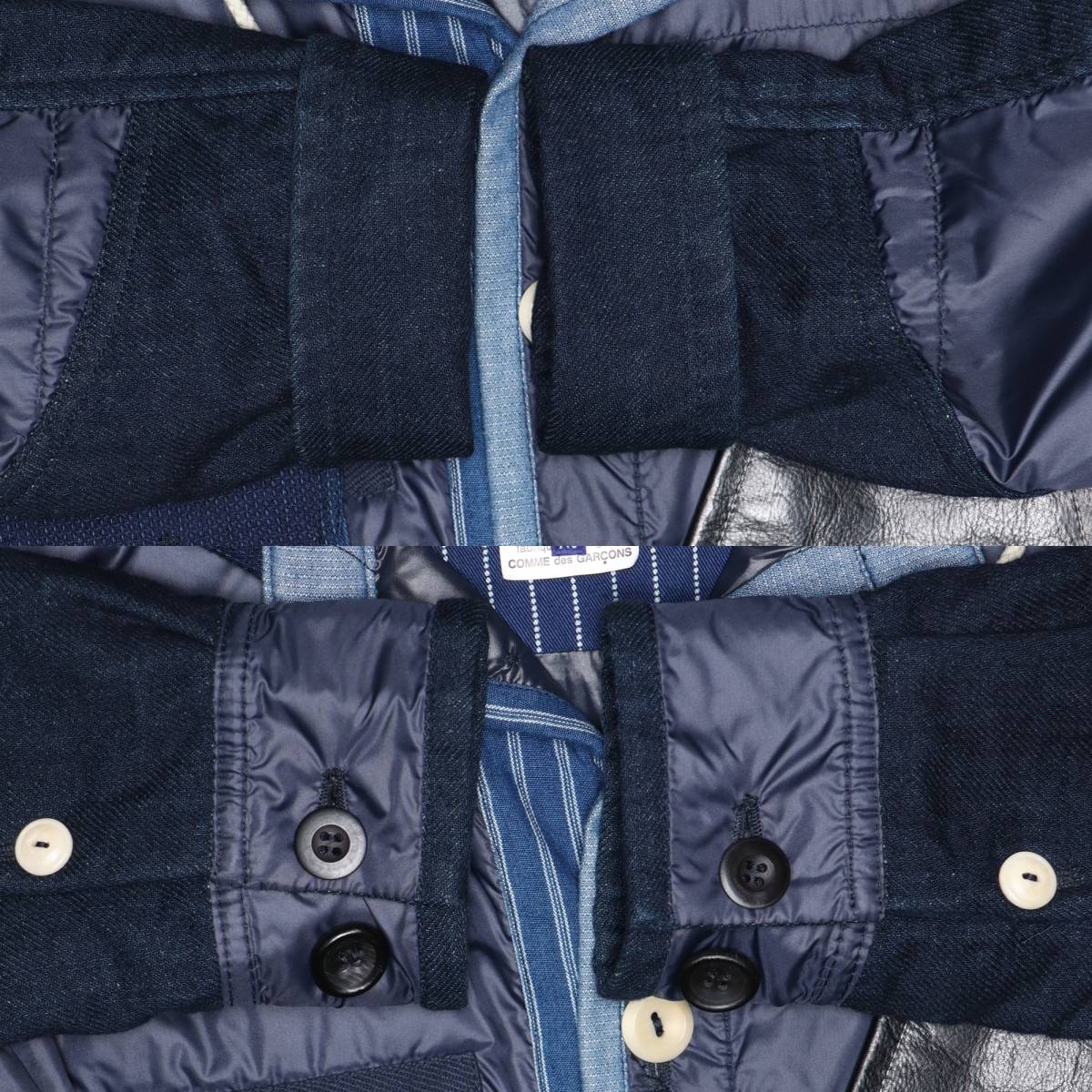 COMME des GARCONS JUNYA WATANABE MAN × DUVETICA 15SS shirt down jacket XS patchwork nylon Denim ... Parker repeated construction 