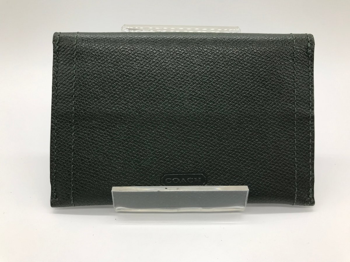 ■【YS-1】 コーチ COACH 小銭入 ■ コインケース 本革 レザー グリーン系 横11,5cm×縦7,5cm 【同梱可能商品】K■_画像1