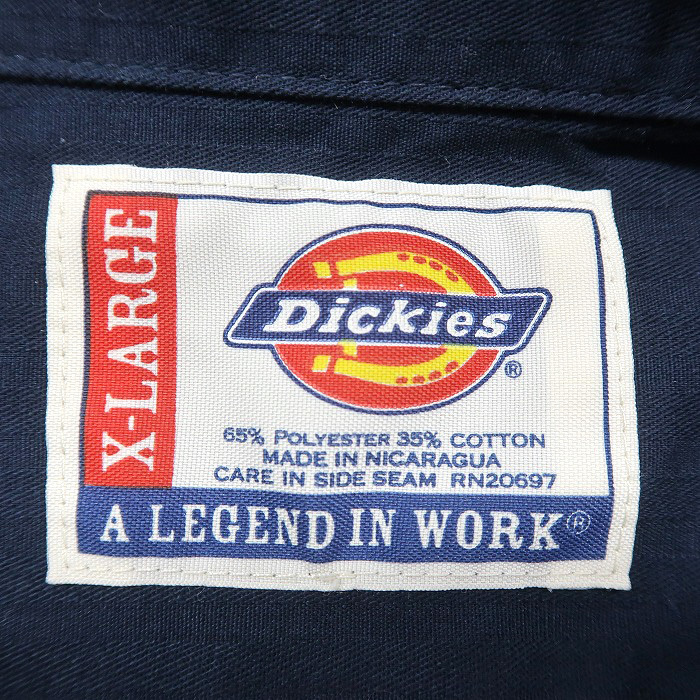 古着 ディッキーズ Dickies ワークシャツ ボックス 半袖 ネイビー サイズ表記：XL　gd80300_画像5