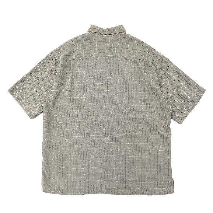 古着 ボックスシャツ 半袖 チェック柄 グレーベージュ サイズ表記：XL　gd80563_画像2
