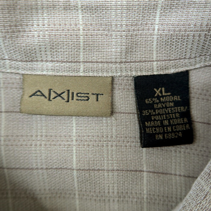 古着 ボックスシャツ 半袖 チェック柄 グレーベージュ サイズ表記：XL　gd80563_画像9