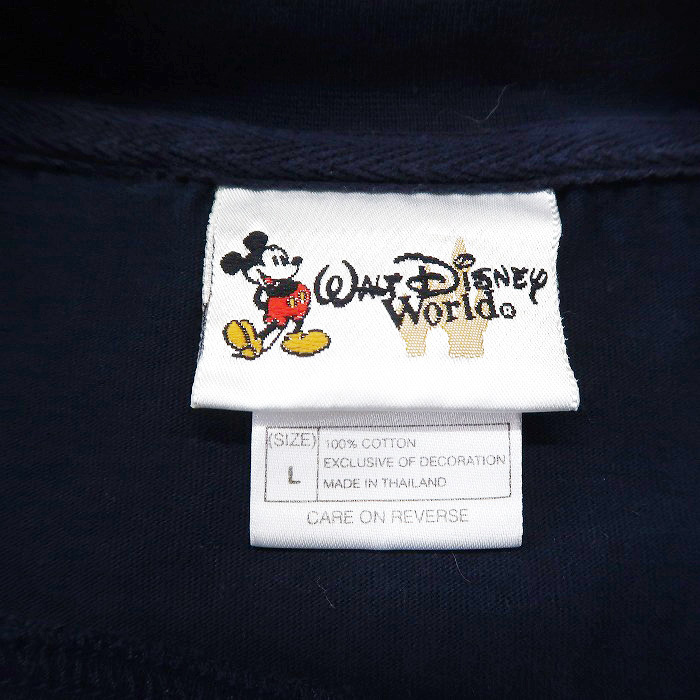 古着 ミッキーマウス ディズニーキャラクター プリントTシャツ 刺繍 ネイビー サイズ表記：L　gd79265_画像5