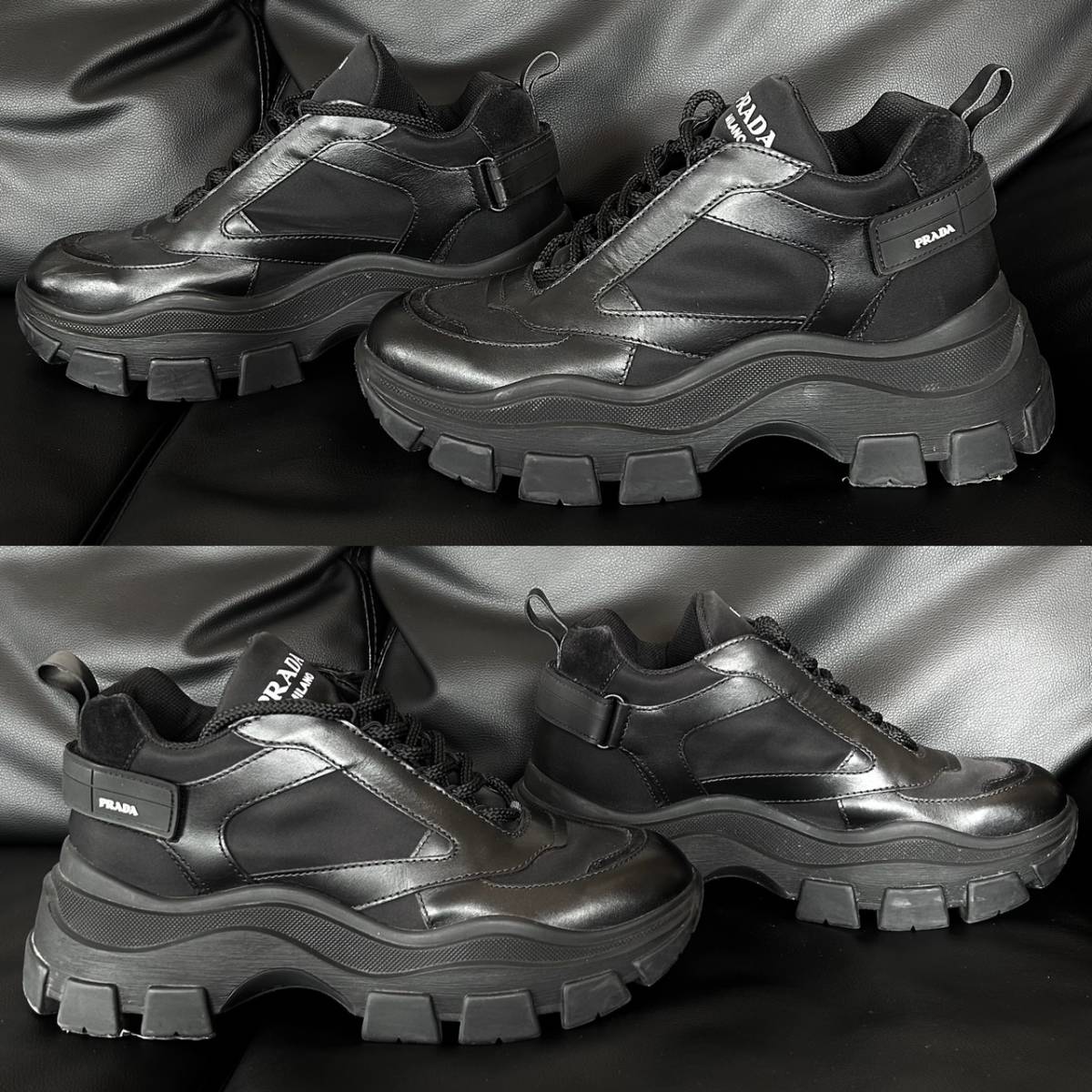 お試し価格！】 SHOES CHUNKY PRADA 定価13.5万 LEATHER ブーツ