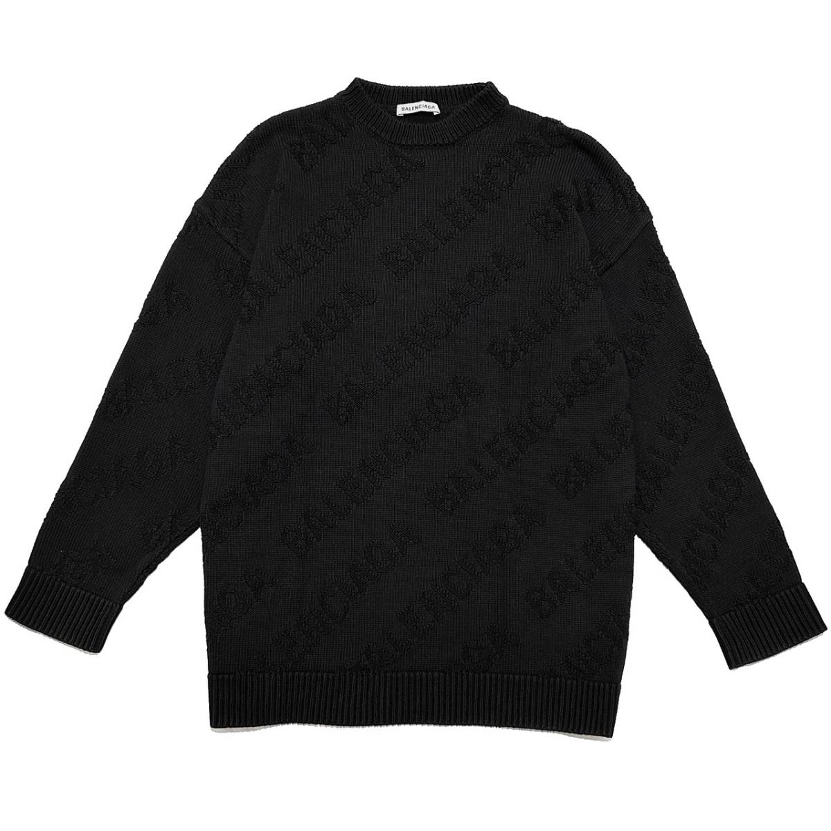 国内正規品 定価14.5万 BALENCIAGA Tonal Logo Jacquard Cotton Sweater XS ユニセックス バレンシアガ ジャガードロゴコットンニット