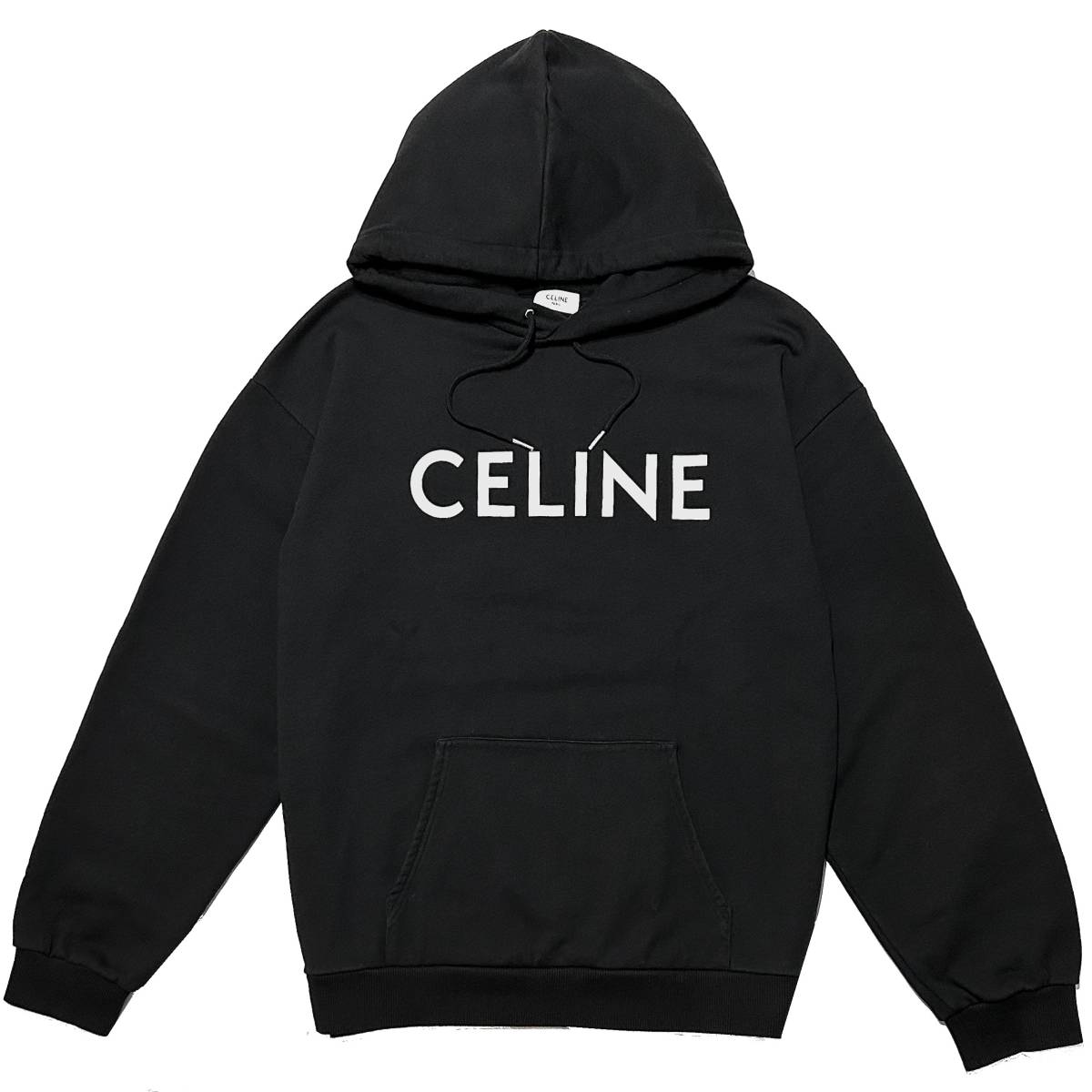 国内正規品 22/23AW CELINE フロントロゴルーズスウェットプルオーバーパーカー XL ブラック 本物 セリーヌ フーディー エディスリマン