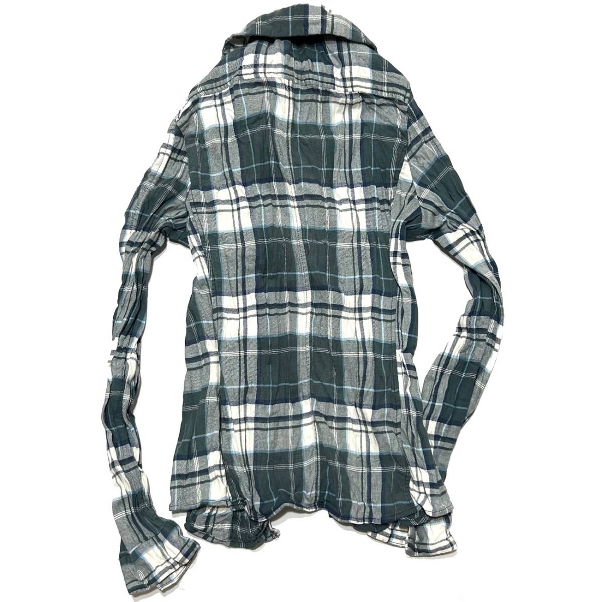 定価3.9万 junhashimoto DURALUMIN BUTTON WRINKLE CHECK SHIRT 2 ジュンハシモト ジュラルミンボタン皺加工チェックシャツ wjk akm 1piu_画像2