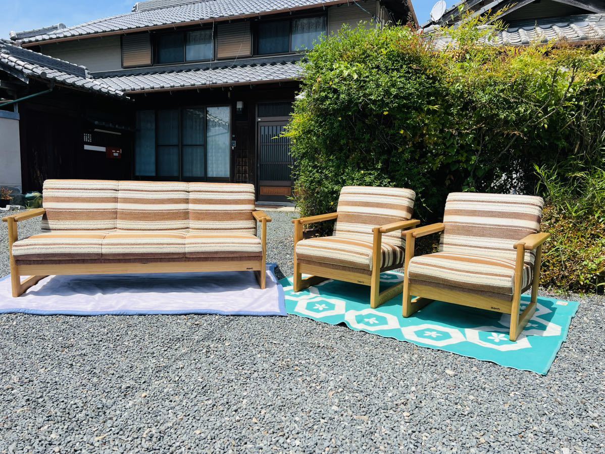 希少/当時物/浜本工芸/3人掛け 3P 1人掛け 1P ソファ/3点セット