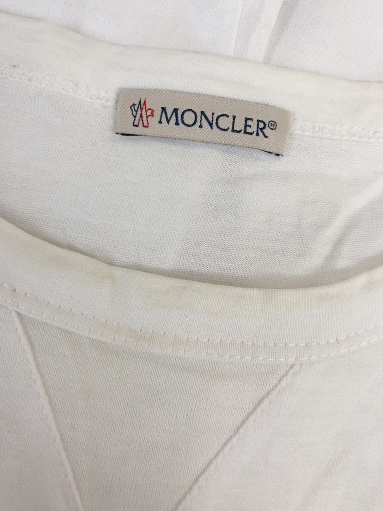 MONCLER モンクレール　メンズ　ホワイト　ワンポイント　半袖Tシャツ　トップス　XL表記_画像4