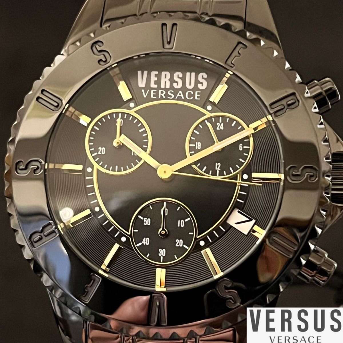 【ブラック色】Versus Versace/ベルサス ベルサーチ/メンズ腕時計/プレゼントに/ヴェルサス ヴェルサーチ/男性用/黒
