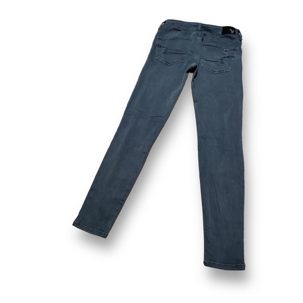 アメリカンイーグル JEGGING SUPER STRETCH US00 ウエスト62cm Sサイズ ダメージ加工 強ストレッチ レディース ジーンズ M1834